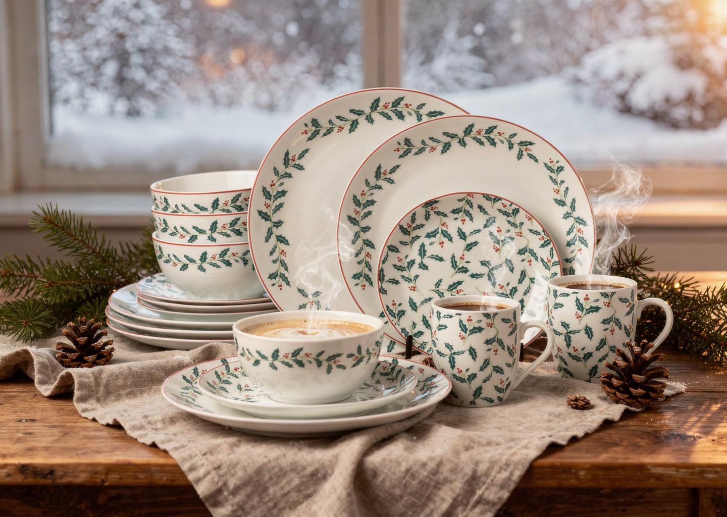 Holly Day Kombiservice 16teilig für 4 Personen Weihnachtsgeschirr Porzellan