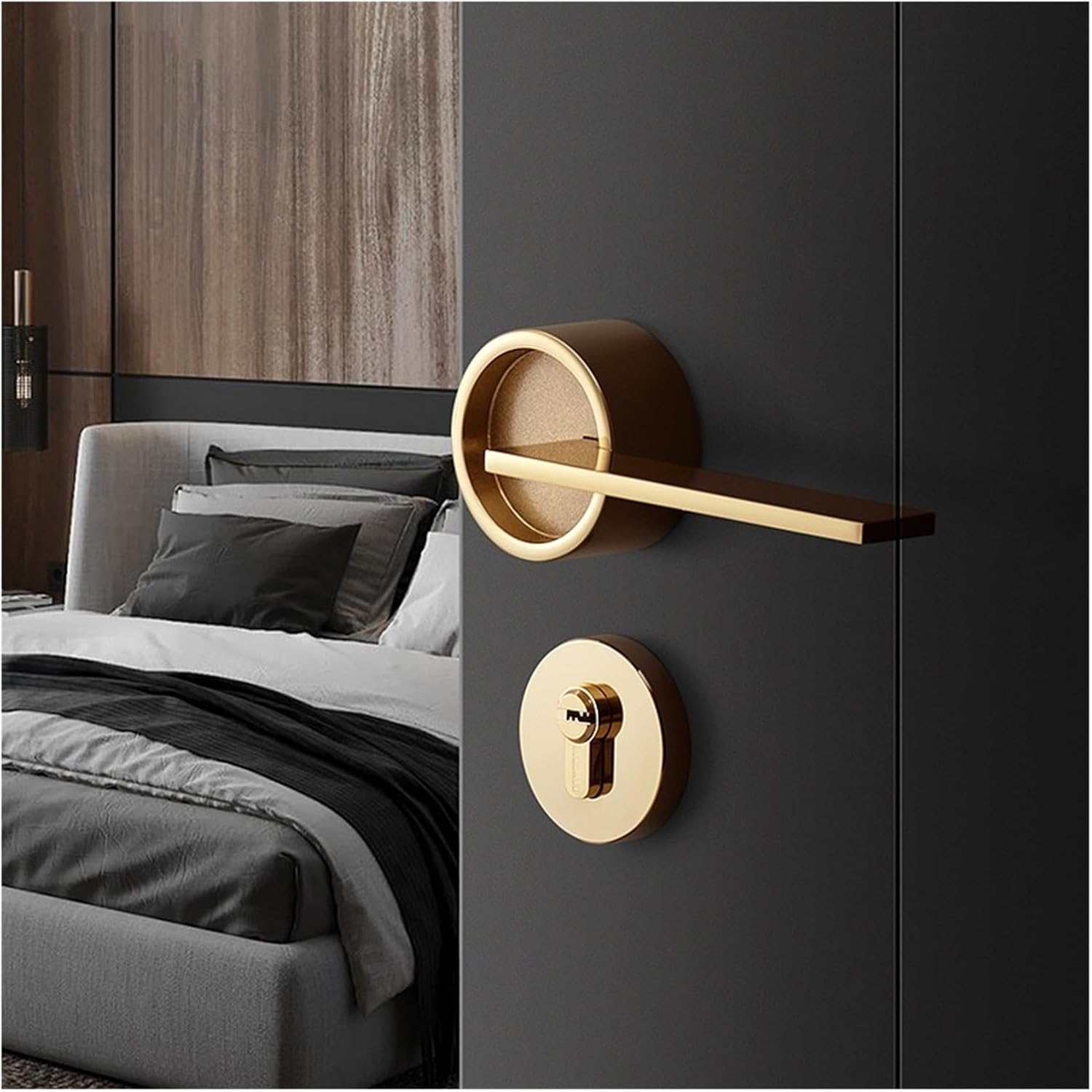Golden Door Lock Handle Lock Indoor Bedroom Magnetic Silent Split Door Lock Room Door Household Door Handle Lock Door Lock