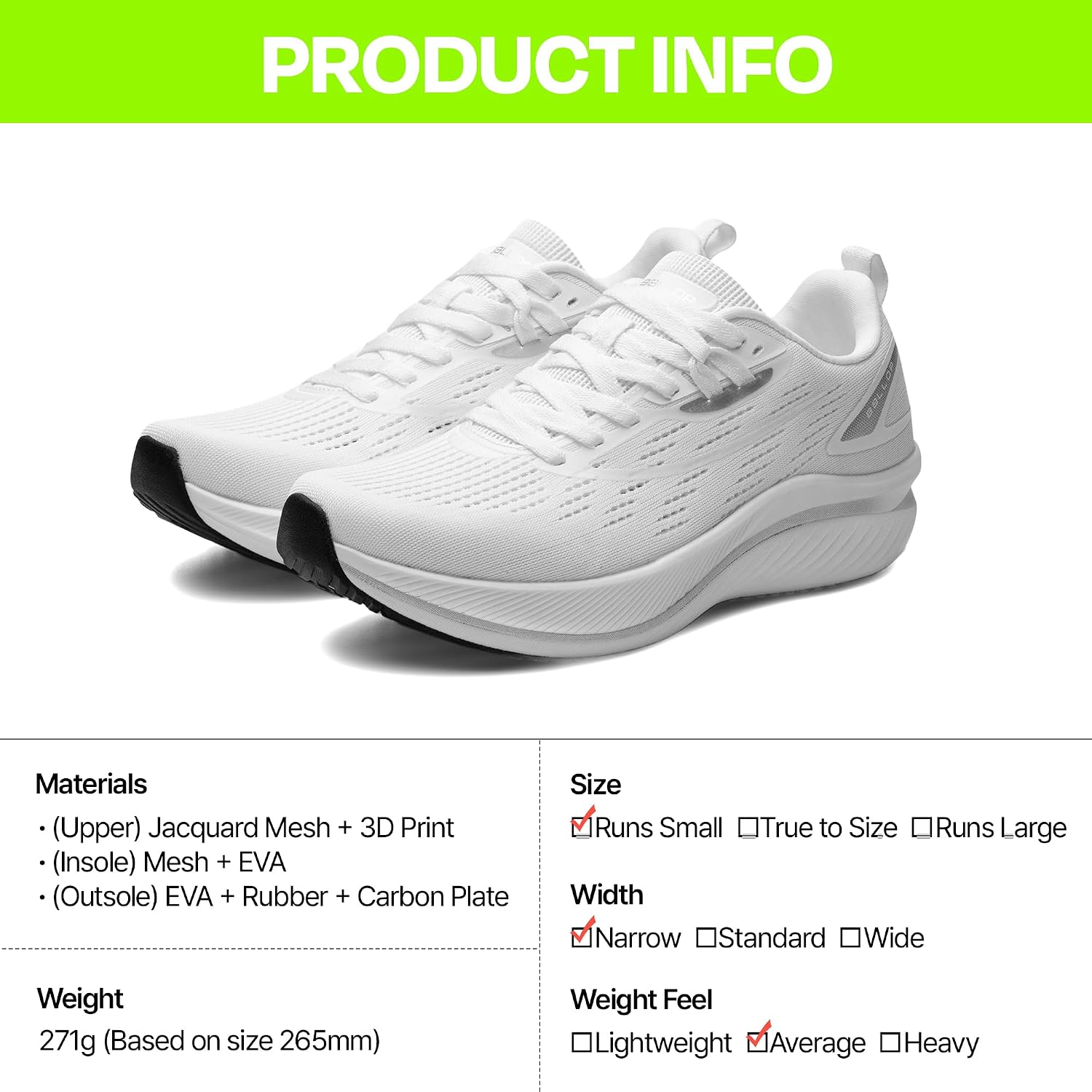 BALLOP Carbon Plate Volt - Women & Mens Running Shoes - Lightweight Race & Training Sneakers with Full Carbon Plate, Responsive Onform Midsole & Energy Return