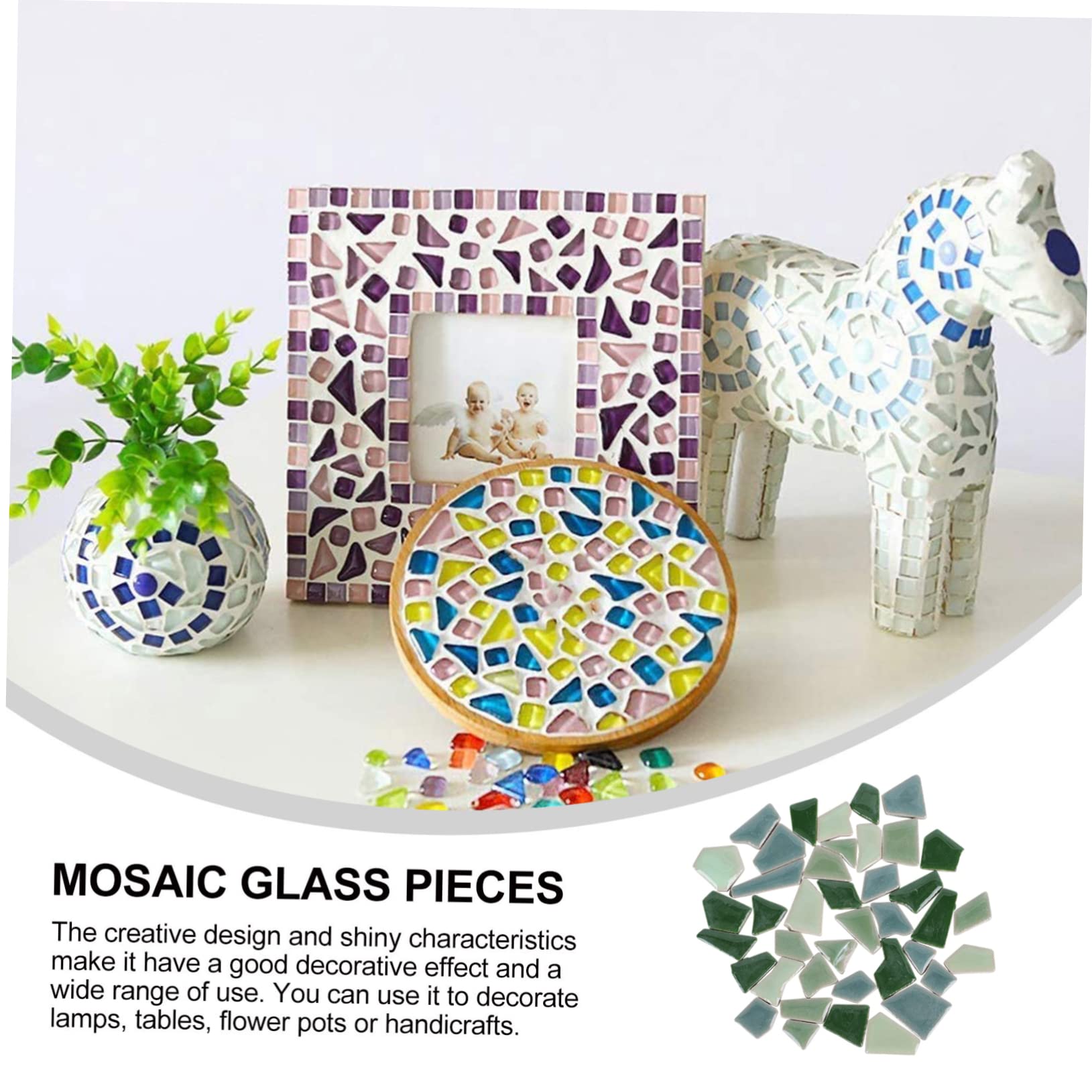 Uonlytech Piastrelle Mosaico in Ceramica per Decorazioni Creative da 500g Verde Bordi Regolari e Materiale Sicuro in Giardino e Casa