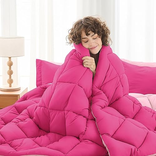 Miniatura 163 de MUXHOMO Juego de edredón Queen de 7 piezas, cama reversible en una bolsa, tamaño Queen, juego de ropa de cama para todas las estaciones con edredón