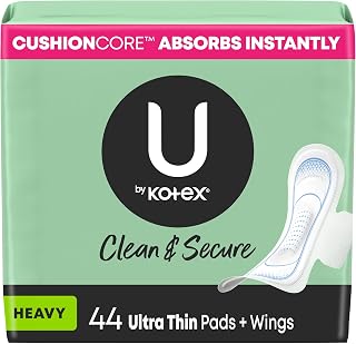 Pads with Wings, Clean & Secure, Ultra Thin, Heavy Absorbency, 44 Count (Packaging May Vary)