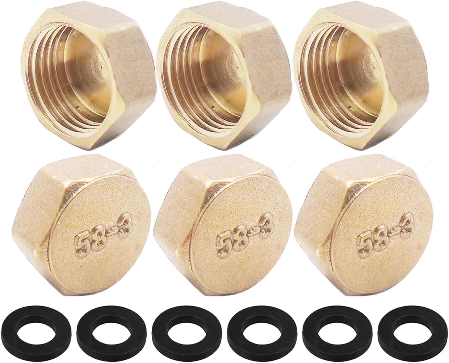 14-teiliges Blindstopfen-Set 1/2″ & 3/4″ Zoll – Außengewinde Für Wasserleitungen, Golden