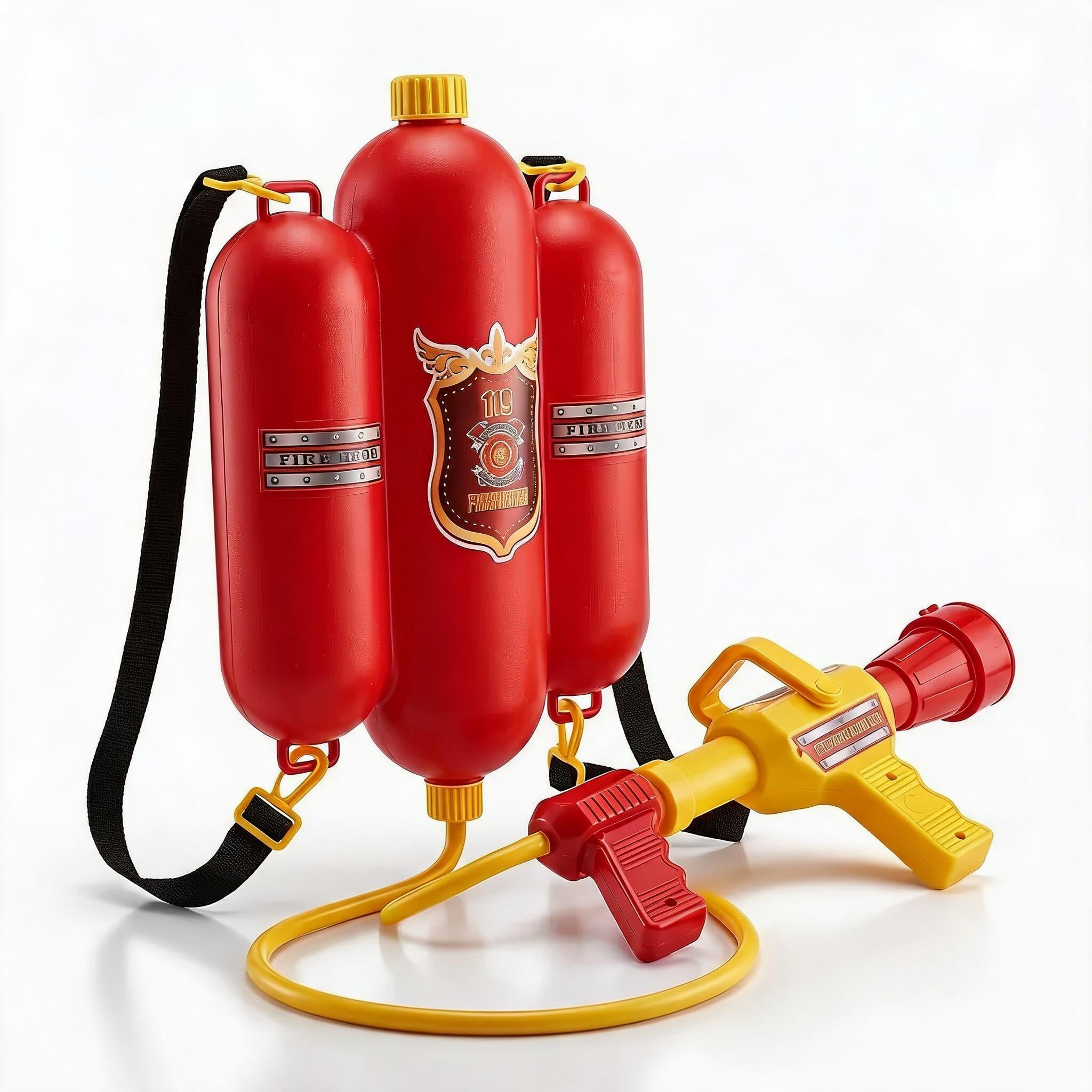 BESTonZON Firefighter Backpack Water Gun for Kids, Fire Extinguisher Toy Blaster with Adjustable Straps, Outdoor Garden Pool Beach Water Fight Games for Boys Girls