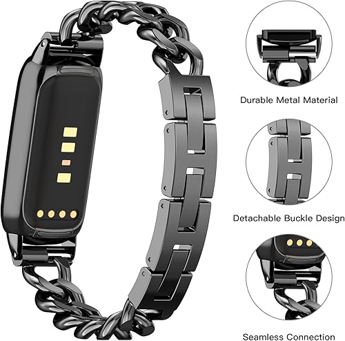 Miniatura 2 de Bolesi Compatible con correas Fitbit Luxe, correa delgada de metal de acero inoxidable, correas ajustables de repuesto para reloj inteligente Fitbit
