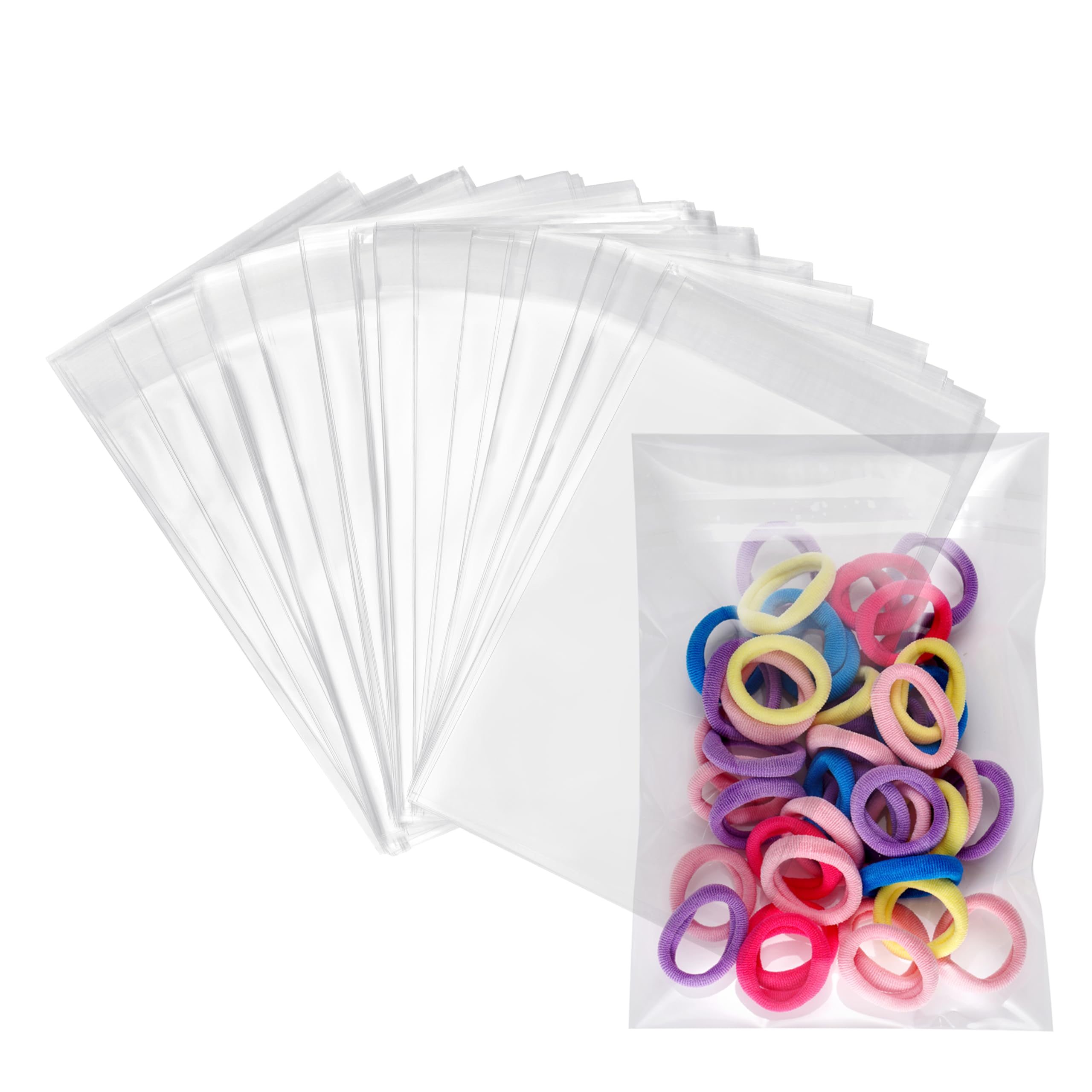 200ct Clear Cello Bakery Bags Self Sealing 3x5-1.4 mils Thick OPP Small Adhesive Plastic Bags for Cookies Candy Christmas Birthday Party Decorative