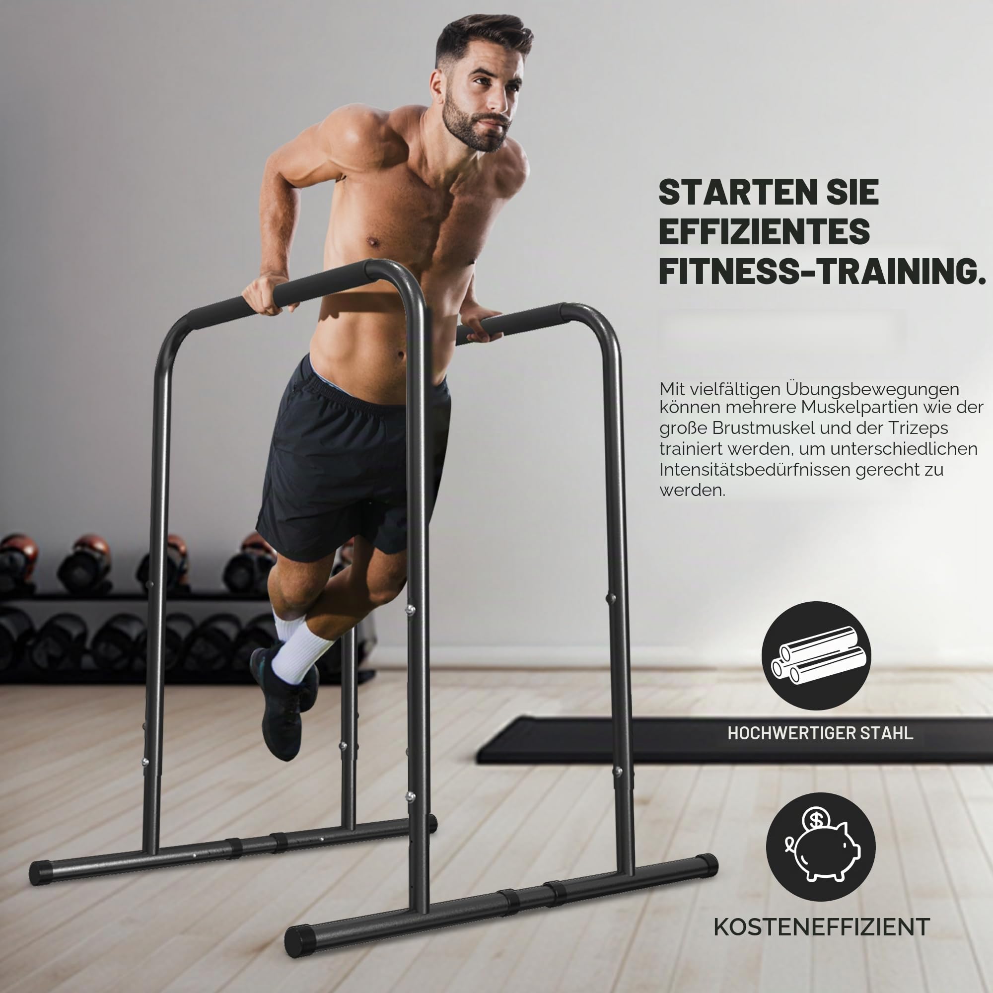 leikefitness Pull Up Dip Station Strength Training Dip Stand Station Triceps Dips Pushups for Home Gym
