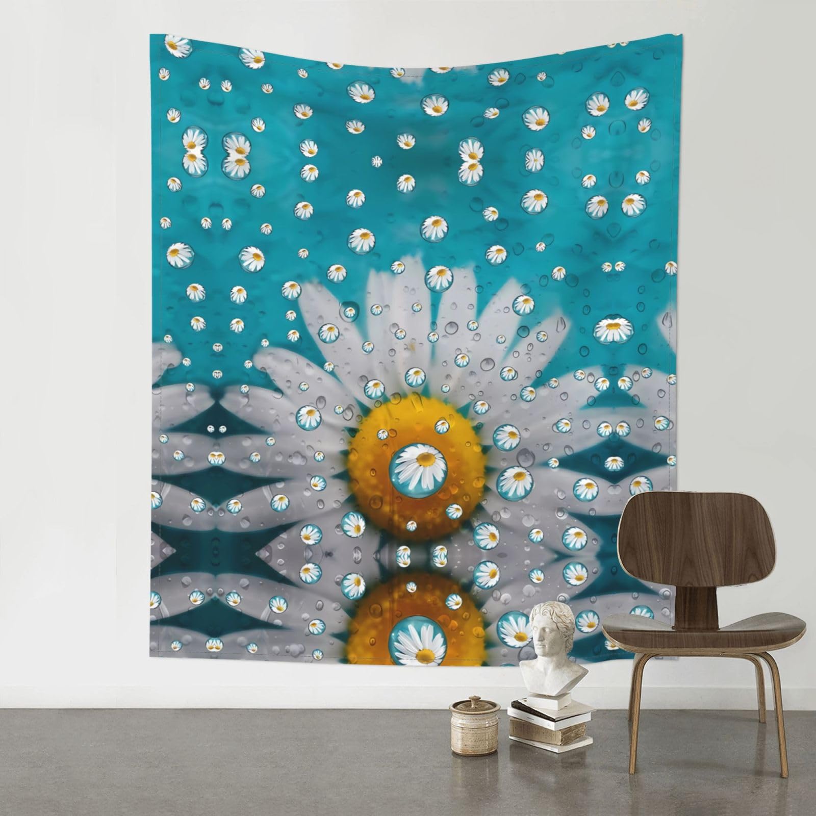 YYHWHJDE Daisy Flowers Prints 60x51in Wall Tapestry – Boho Decor Throw Blanket for Bedroom, Dorm, Beach Cover, Picnic & More