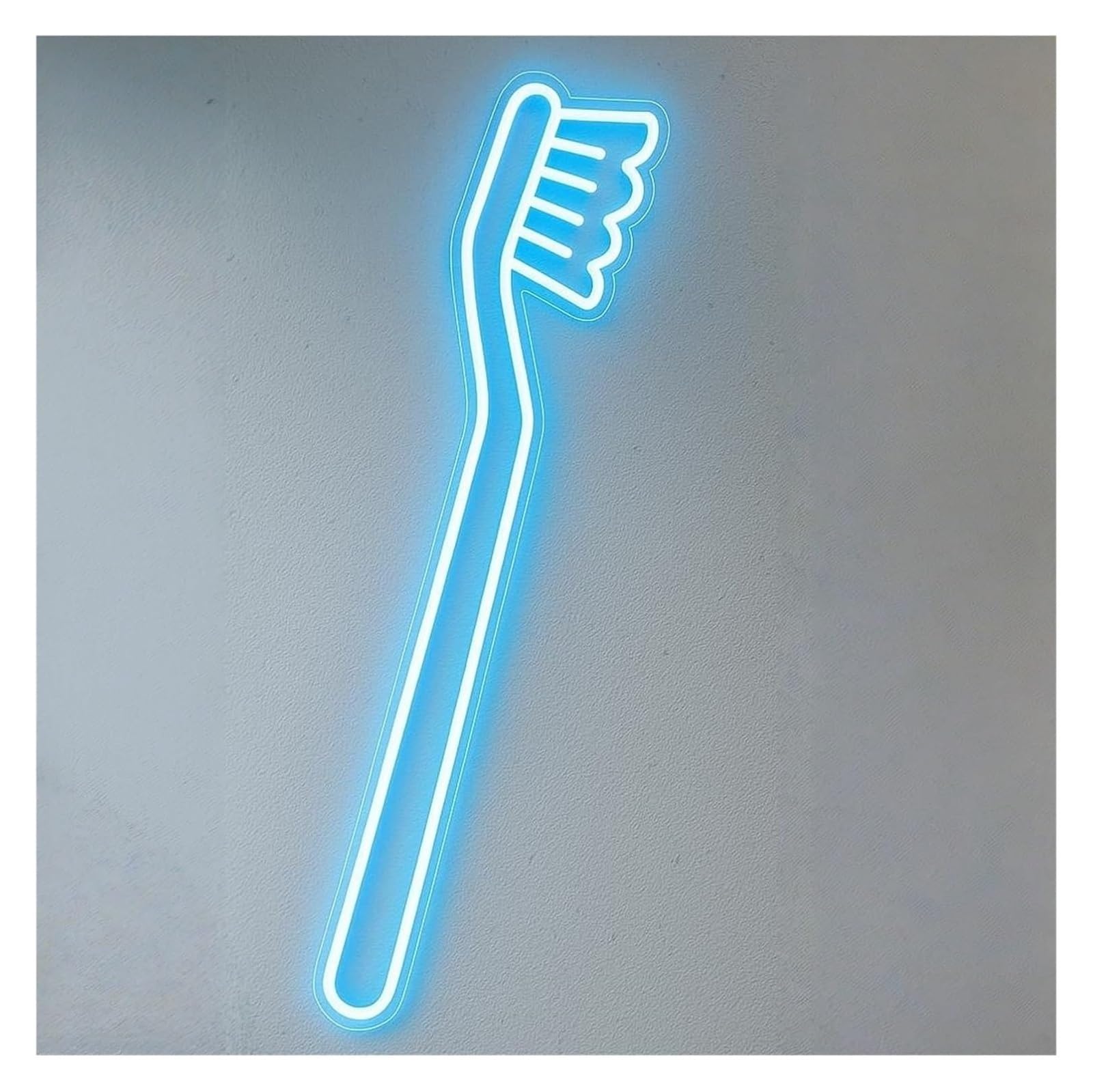 Generico Segno di luce al neon Insegna al neon con spazzolino da denti dimmerabile per negozi di odontoiatria, 35 cm