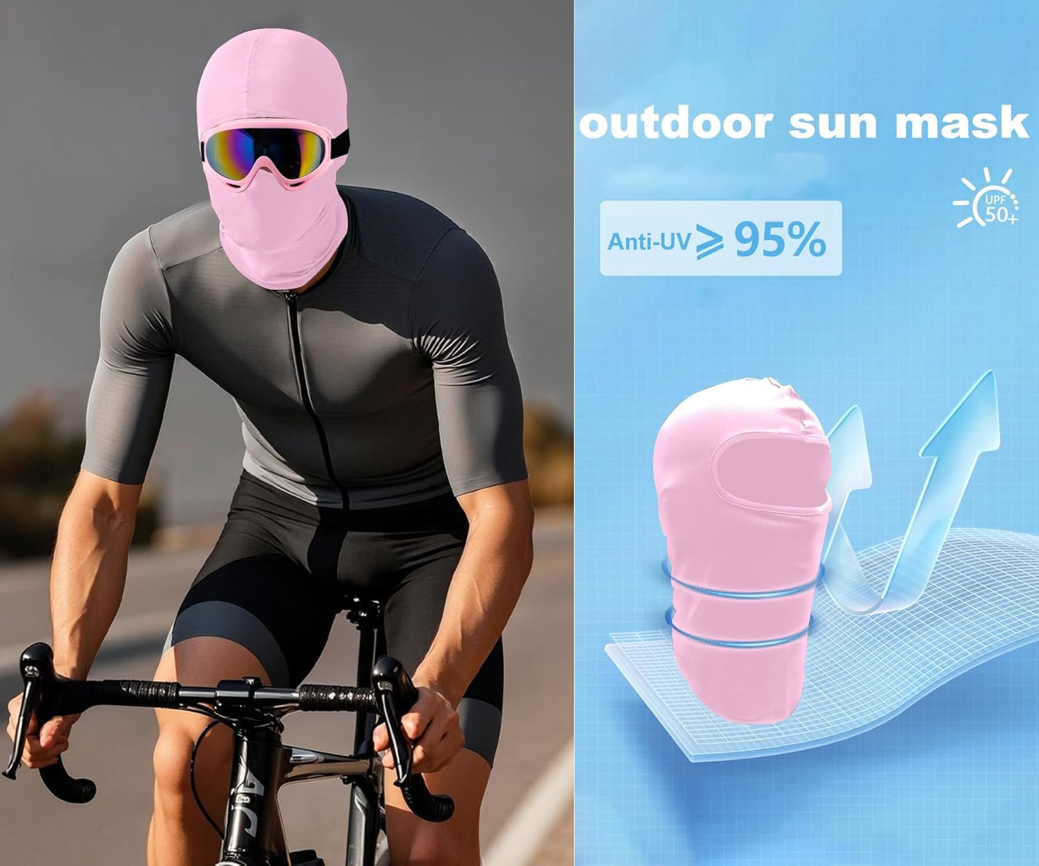 Motorcycle Goggles,4 pack Riding Hiking Outdoor Sports Tactical Dust-Proof Goggles with Balaclava Mask UV Protection Summer Cooling Neck Gaiter for Men Women - Image 3