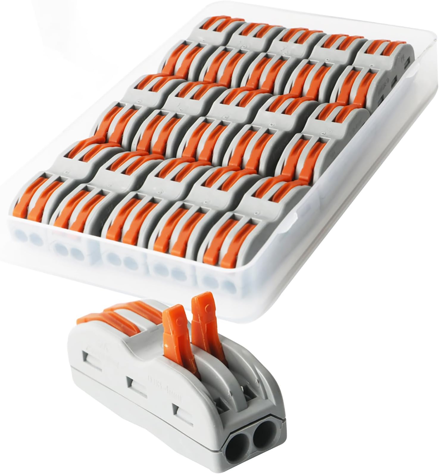 CESFONJER Lever Nut Connector, Bilateral 4-Hole Pressure Bar Terminal Block, Assortment Conductors Compact Wire Connectors SPL-2(15 Pack)