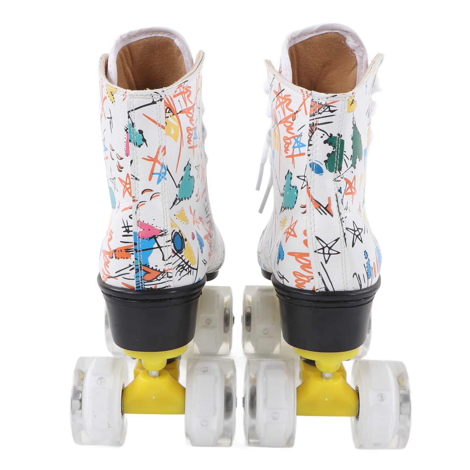 Patines de Doble de 4 Ruedas Zapatos de Patinaje con Graffiti Blanco para Niños Adultos Talla 38 Material Resistente y Duradero Diseño Cómodo y Transpirable Patinaje en
