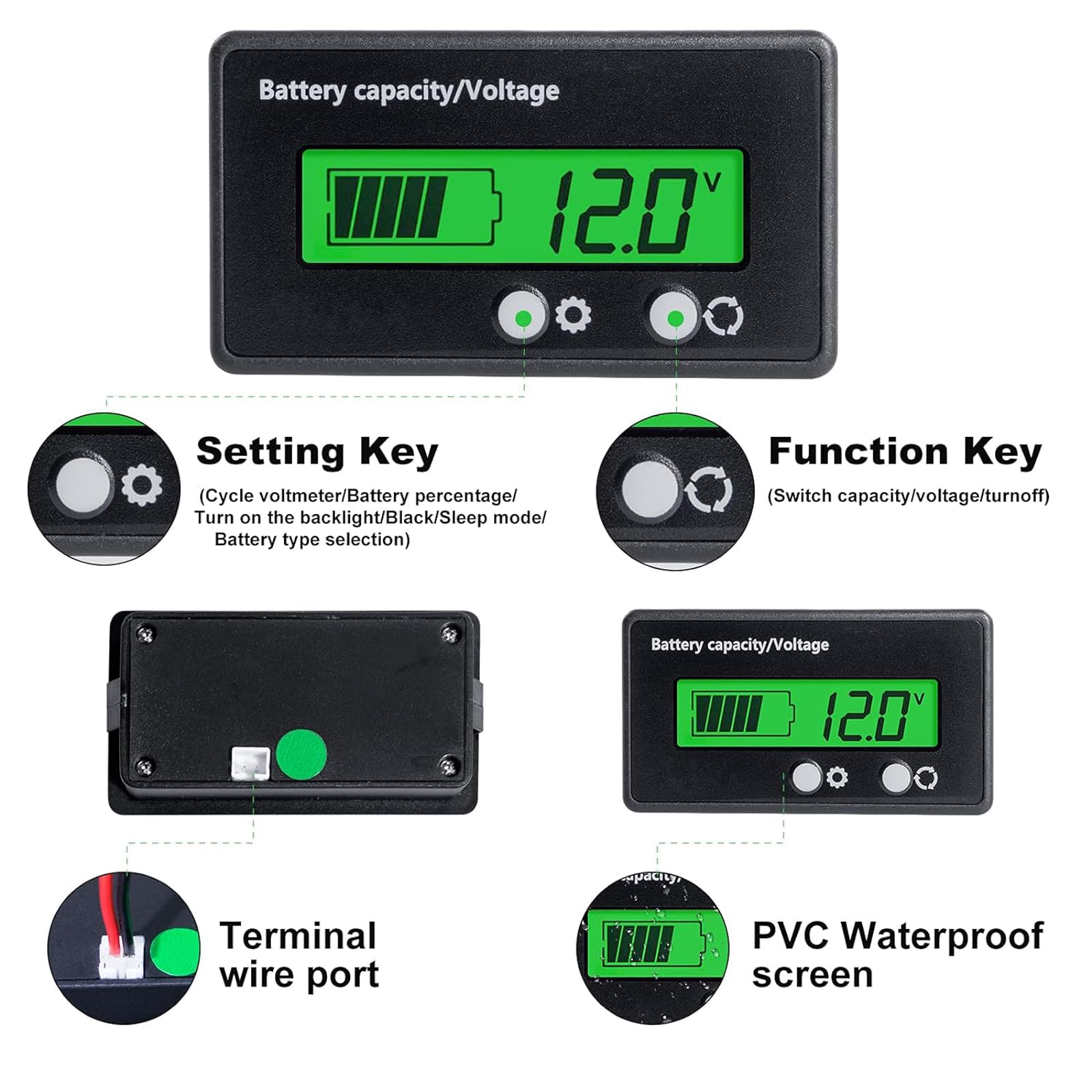 Dutty display del livello della batteria 12V 24V 36V 48v 72v indicatore di capacità della batteria Golf cart voltmetro, monitor impermeabile voltmetro digitale tester 3S - 26s