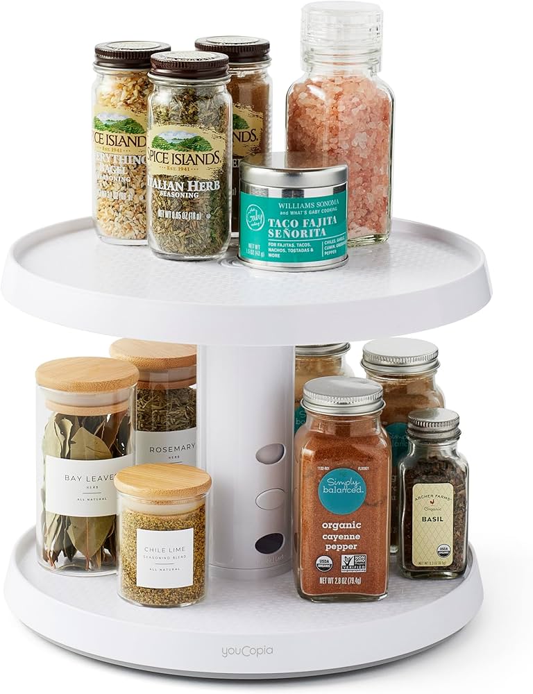 Susan‼️ Amazon.com: YouCopia Crazy Susan Two-Tier Turntable, Height