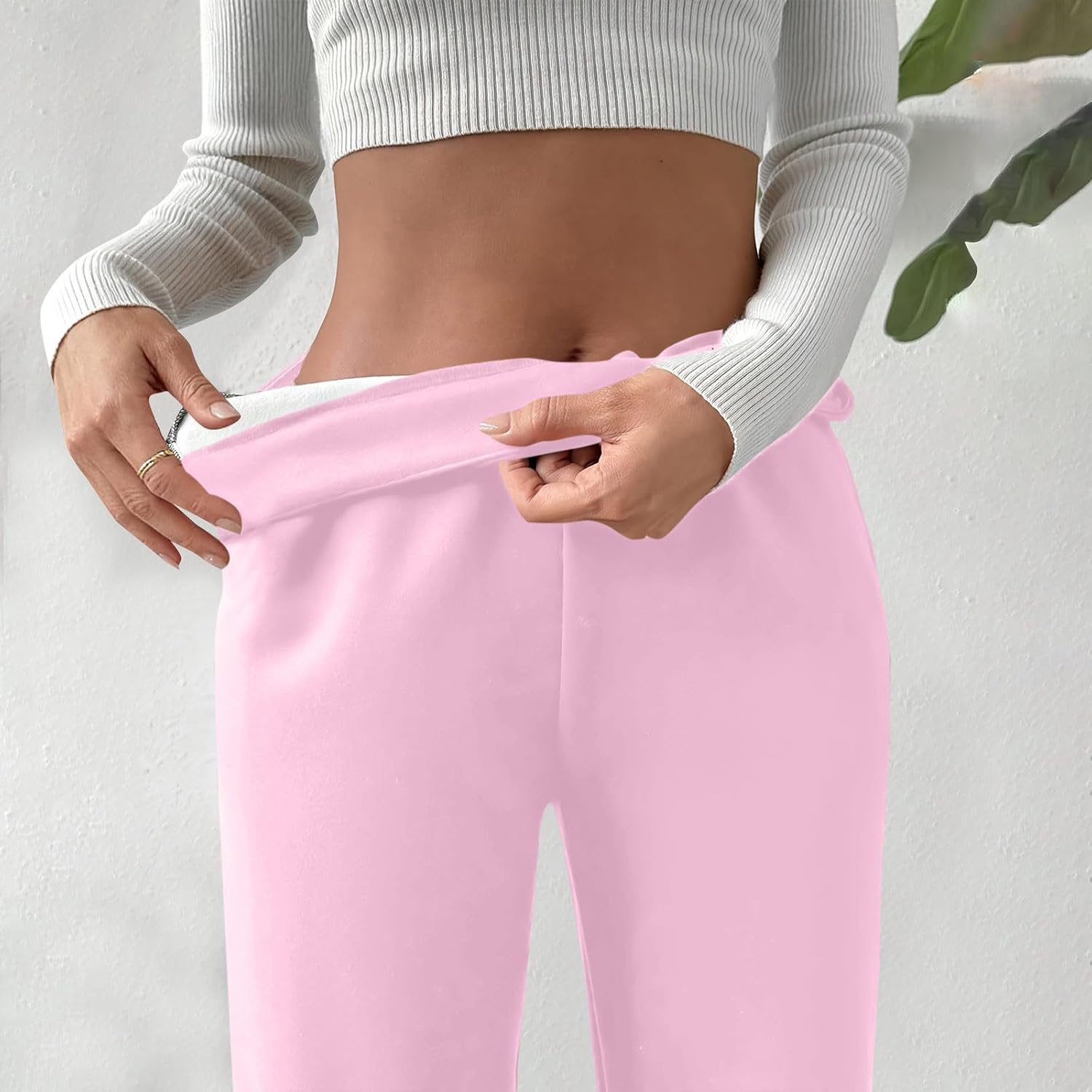 Fleece Lined Sweatpants for Women Winter Warm Thermal Athletic Joggers Pants with Pocket for Snow Lounge Pajama Pant