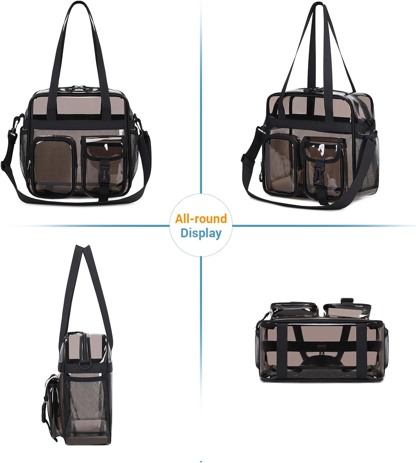 Clear Tote Bag, Heavy Duty PVC 12x 12x6 in Clear Bag for Stadium Events for Women Men - Image 10