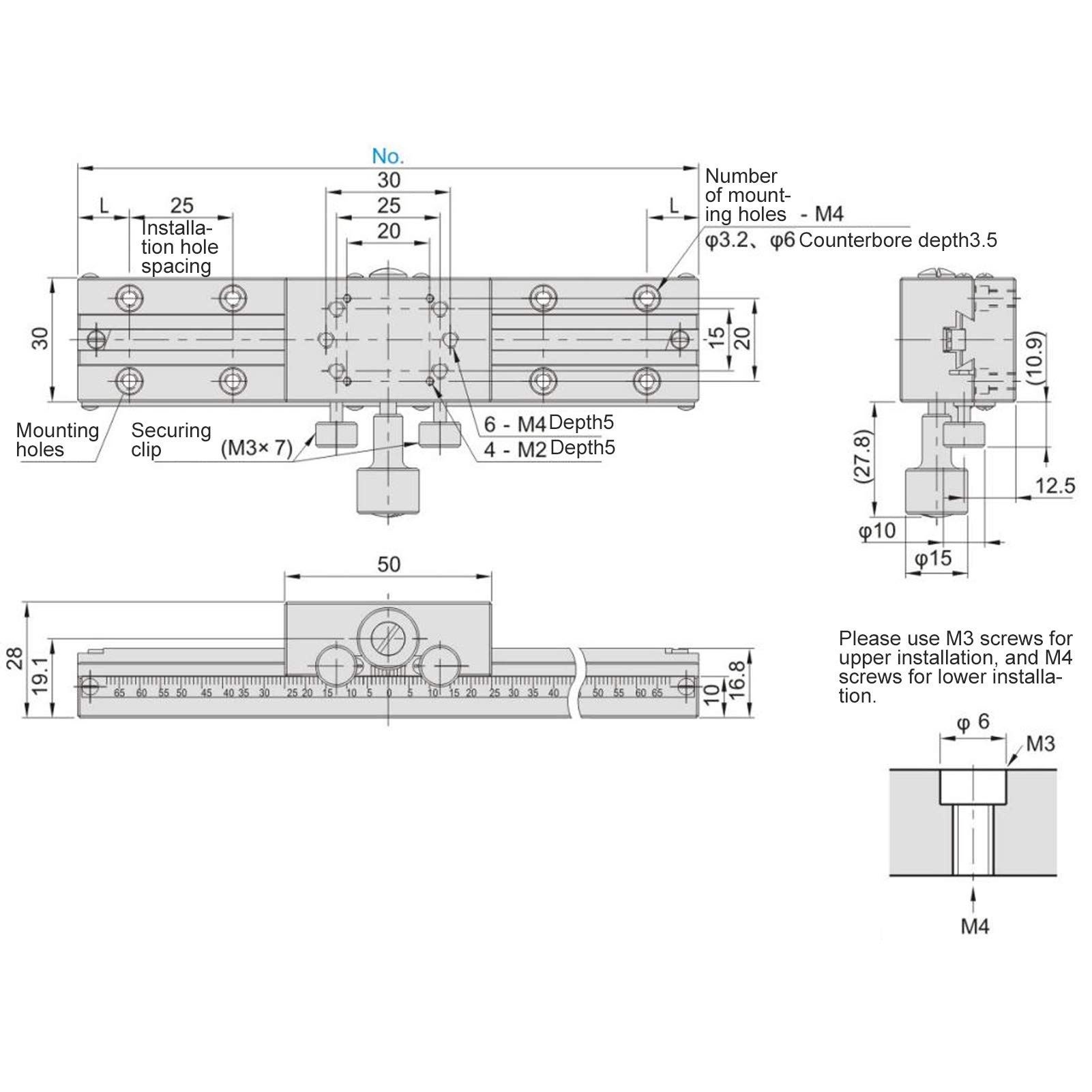 Plataforma de Corte Manual de Cola de Milano con Eje X y Plataforma Deslizante Lineal con Engranajes de aleación de Aluminio HC30 A100 para máquinas de Prueba de Equipos ópticos