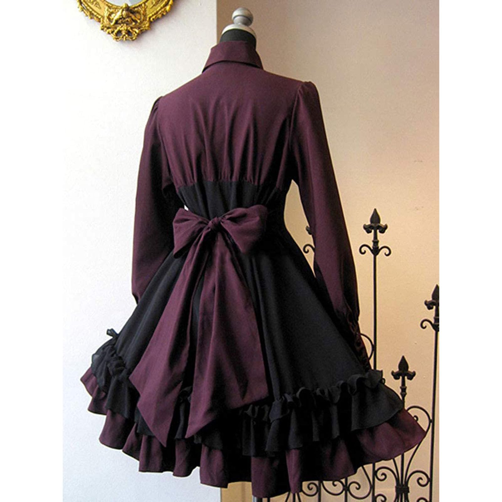 Damen Kleider Punk Lolita Steampunk Gothic Kostüm Kleider Schleifenkleid Renaissance Einschulungskleid Cosplay Party Dress Lolita Kleid Rock Sommerkleider Lolita Süßes Kleid