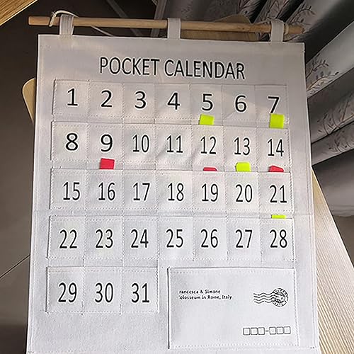 Miniatura 3 de Bolsillo mensual con calendario mensual, práctico calendario para teléfonos, bolsillo de algodón y lino, bolsillo para el aula con calendario