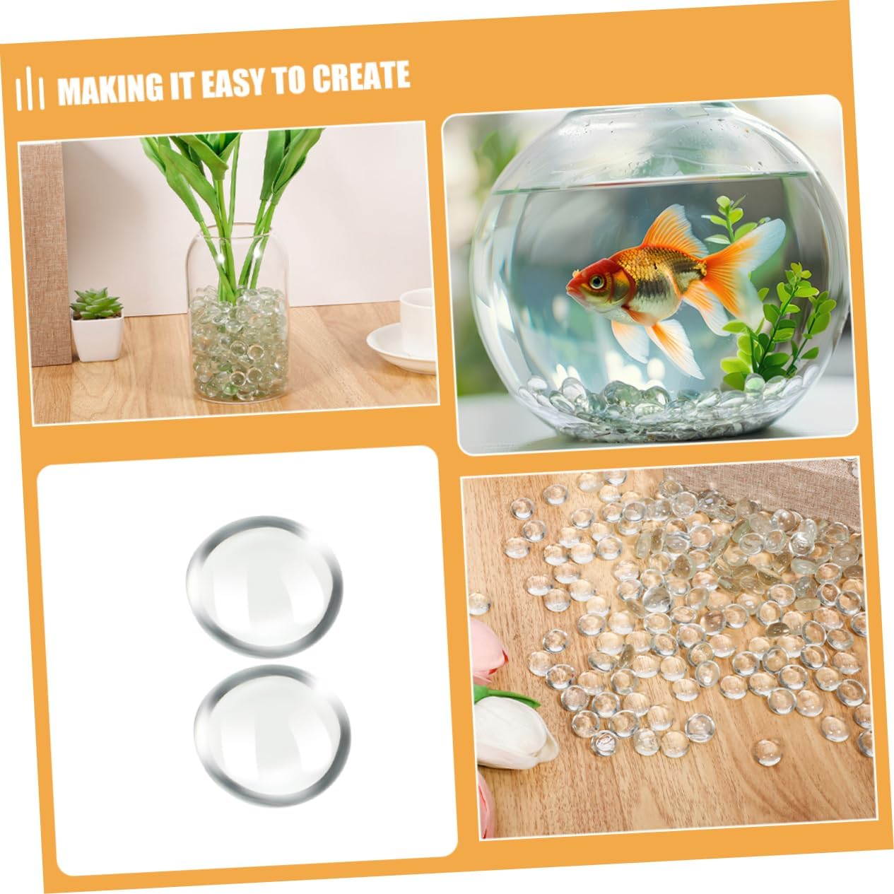 200pcs Flat Glass Beads for Vases and Fish Tank Landscaping Decorative Pebbles for DIY Crafts Aquarium Decor and Flowerpot Fillers