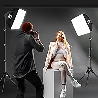 Vista 6 de NiceVeedi - Kit de iluminación Softbox, paquete de 2 unidades de 16 x 16 pulgadas, kit de iluminación fotográfica con soporte de trípode de 63