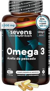 Omega 3 Cápsulas - 2000mg Aceite de Pescado - 720 mg EPA y 480 mg DHA | 120 Perlas - 1300mg Omega-3 TG Natural Omegatex® - Alta Potencia - Pureza Cert