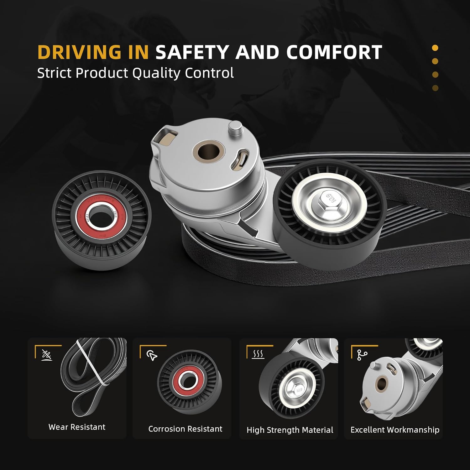 38323 Serpentine Belt Drive Component Kit, Fit for Dodge Ram 1500 2500 2009-2010, Fit for Ram 1500 2500 3500 2011-2018, V8 5.7L, Belt Tensioner Idler Pulley Kit# 4861660AA 38018 6PK2020