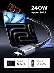 UGREEN 240W USB C Cable Gen2 10Gbps USB 3.2, USB C to USB C Cable 4K 60Hz Video Output Fast Charging Compatible with iPhone 17 16 15 Pro Max, NVMe SSD, Monitor, Galaxy S25 S24 S23 Ultra, MacBook, 3FT