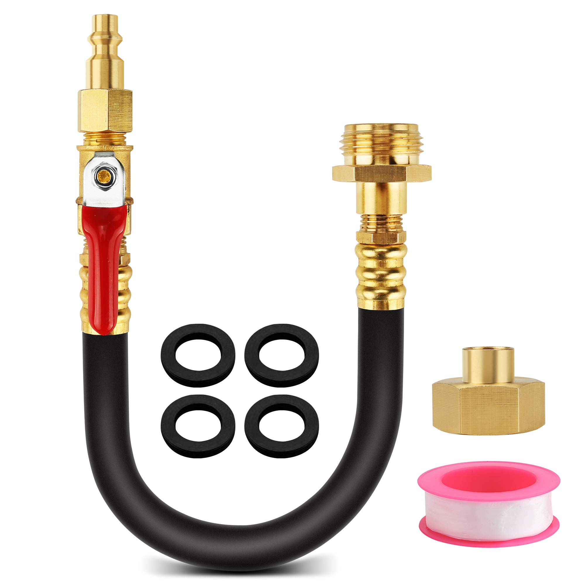 welspoRV Winterizing Kit & Sprinkler Blowout Adapter, 15" Air Compressor Quick-Connect Plug with Valve, Water Blow Out Fitting Adapter for Winterize Sprinkler System, RV, Motorhome, Camper, Boat