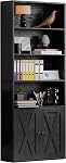 IRONCK Industrial Bookshelves and Bookcases with Doors Floor Standing 6 Shelf Display Storage Shelves 70 in Tall Bookcase for Home Office, Living Room