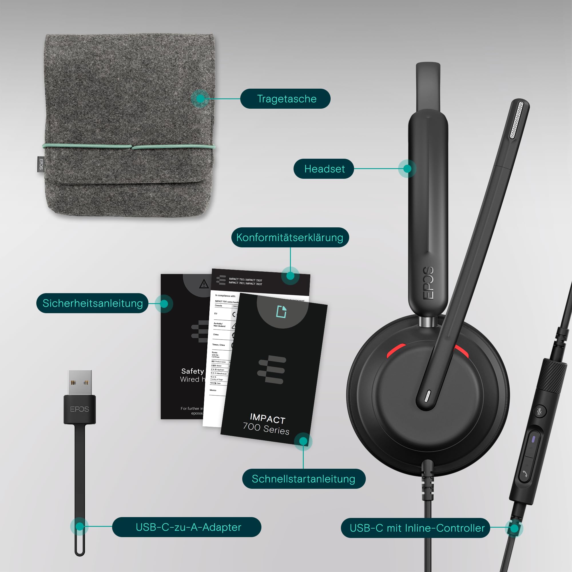EPOS IMPACT 730T - Mono kabelgebundenes USB-C & USB-A-Headset für PC mit Noise-Cancelling-Mikrofon, Microsoft Teams zertifiziert, In-Line-Steuerung, bequeme Passform, ideal für Büro- & Remote-Arbeit