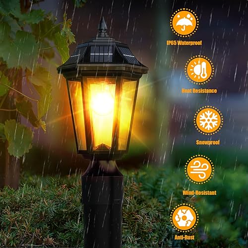 Miniatura 6 de Luces solares para poste de lámpara al aire libre con sensor de movimiento, luces solares impermeables para vallajardínentrada, 3 modos de