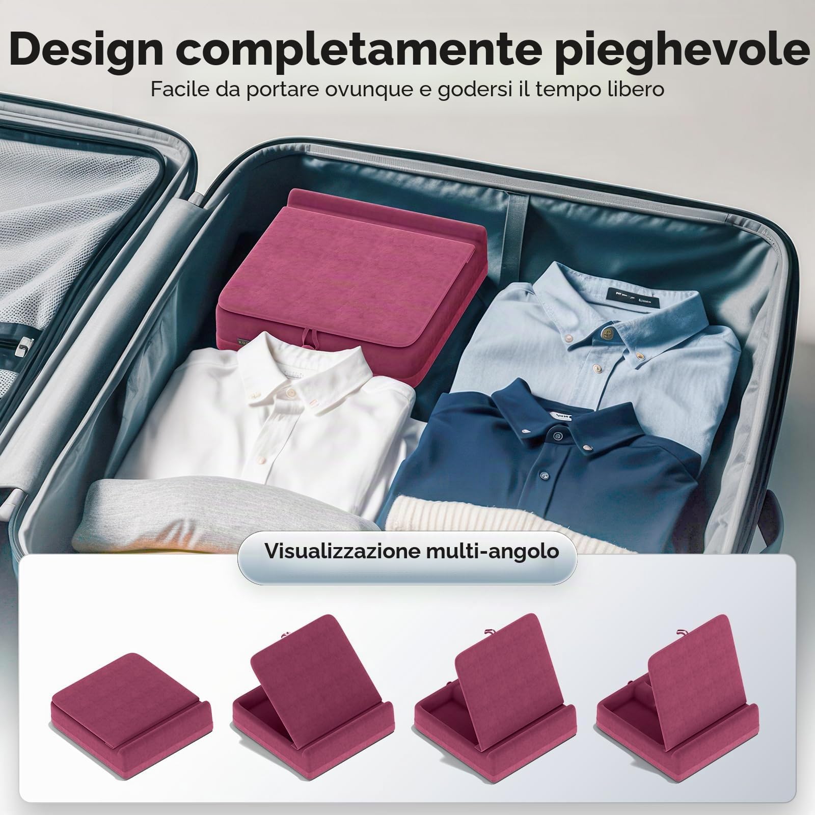 KDD Porta Tablet da Letto con Magazzino Pieghevole, Supporto Angolo Regolabile per iPad Pro 12.9, 10.5, Mini, Viola