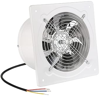 6 inch Exhaust Fan Wall Mounted Garage Ventilation Fan,290CFM Metal Attic Exhaust Fan Basement Extractor Fans with Backdraft Damper for Home Office Commercial Use42W 110V White