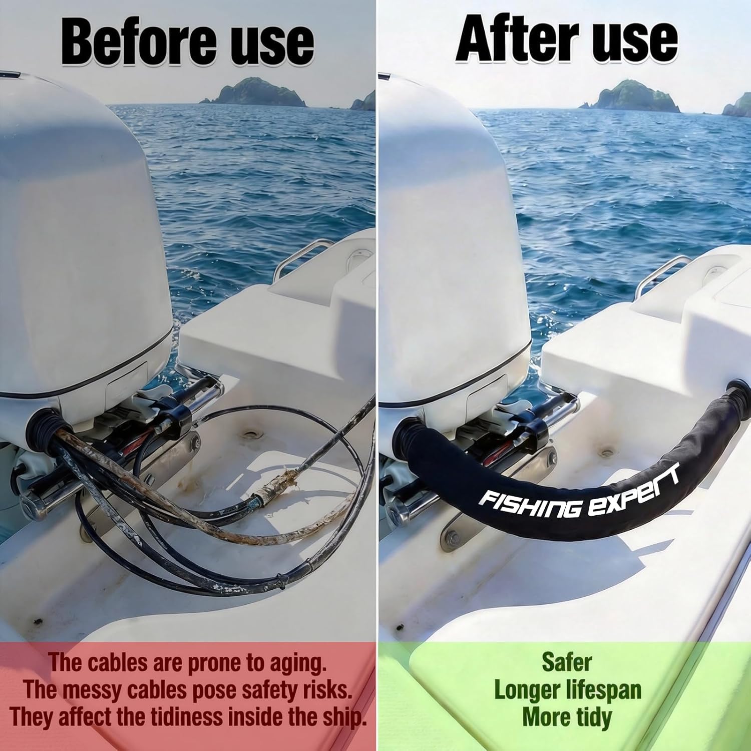 38" Neoprene Trolling Motor Cable Sleeve, Trolling Motor Sleeve Great for Cover Cables and Extension Cords, Weather-Resistant,Organized Cable Management and Protect (Fishing Expert)