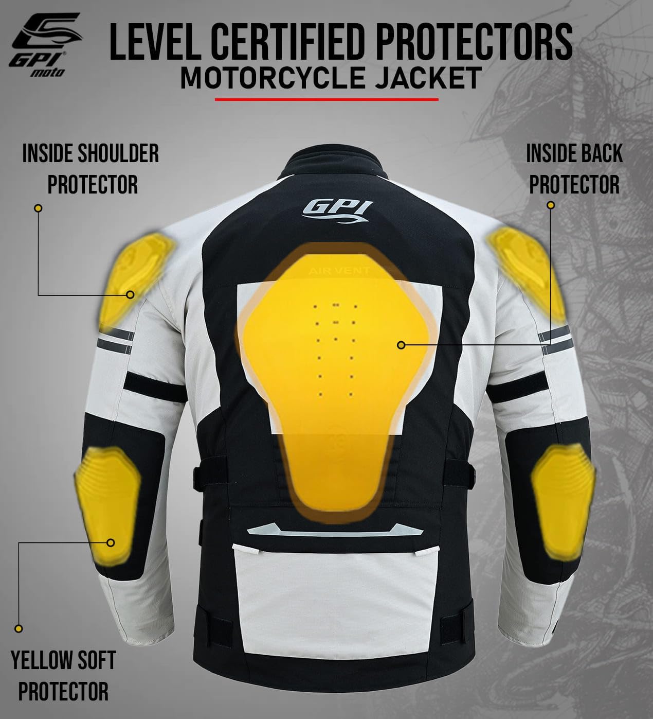 GPI MOTO Adventure/Touring Motorcycle Jacket for Men Oxford Fabric Detachable Liner for enduro Biker CE Armor & Waterproof