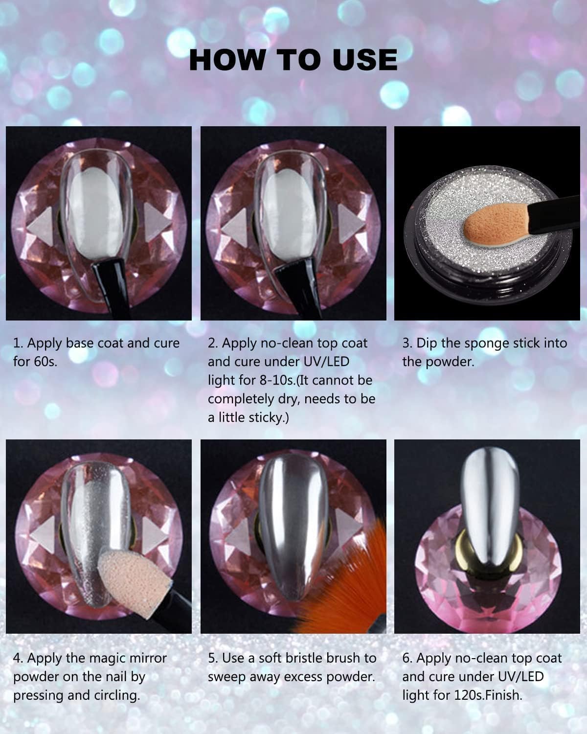 Nail Art Kit Box, Rose Gold, Gold, Silver Chrome Powder, Aurora Chrome Pigment Mirror Powder, Pearl Glitter, Nail Art Dust Design, Nail Decoration Accessories, DIY Manicure Trending for Women Girls 4