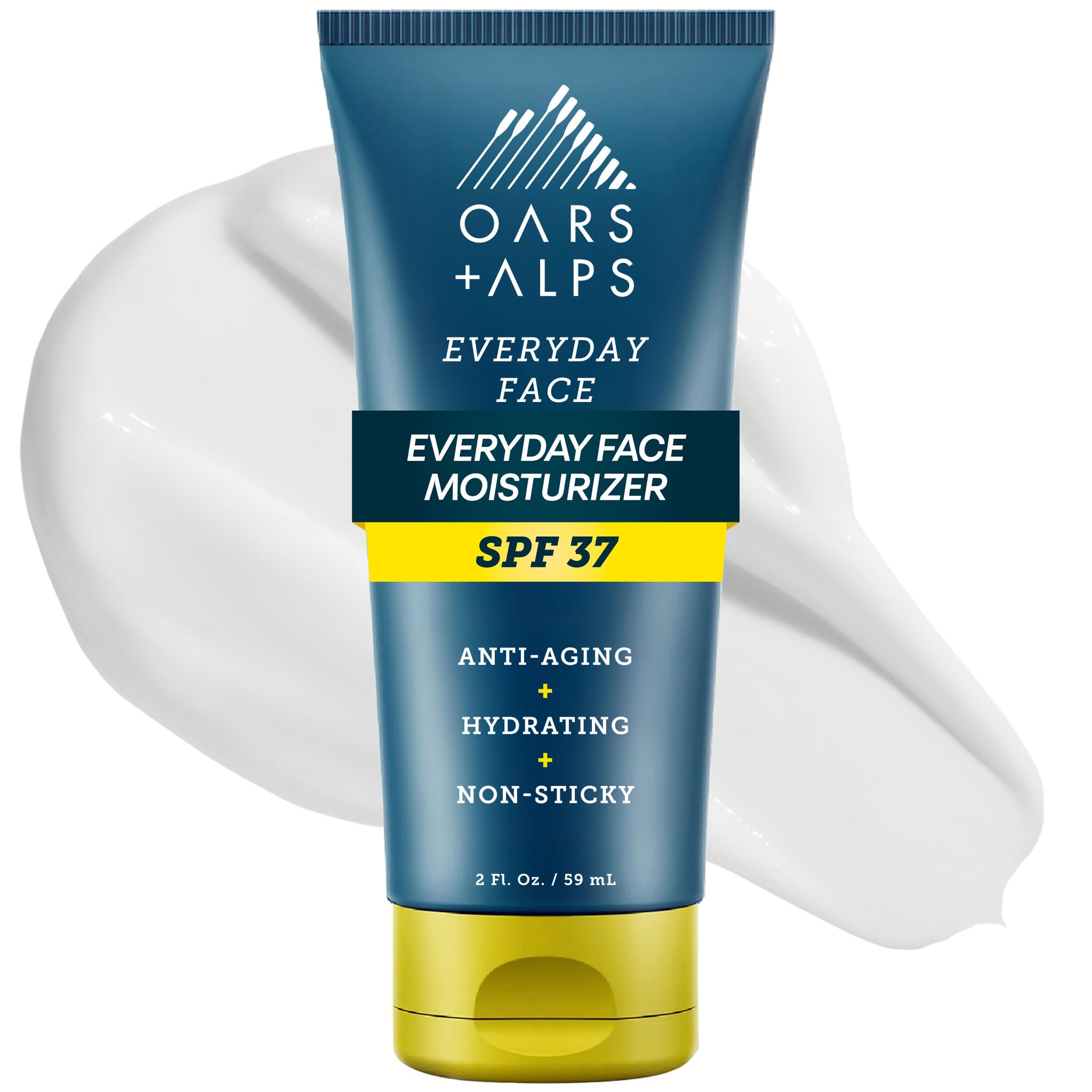 Oars + Alps SPF 37 Sunscreen and Everyday Anti Aging Face Moisturizer, Infused with Hyaluronic Acid