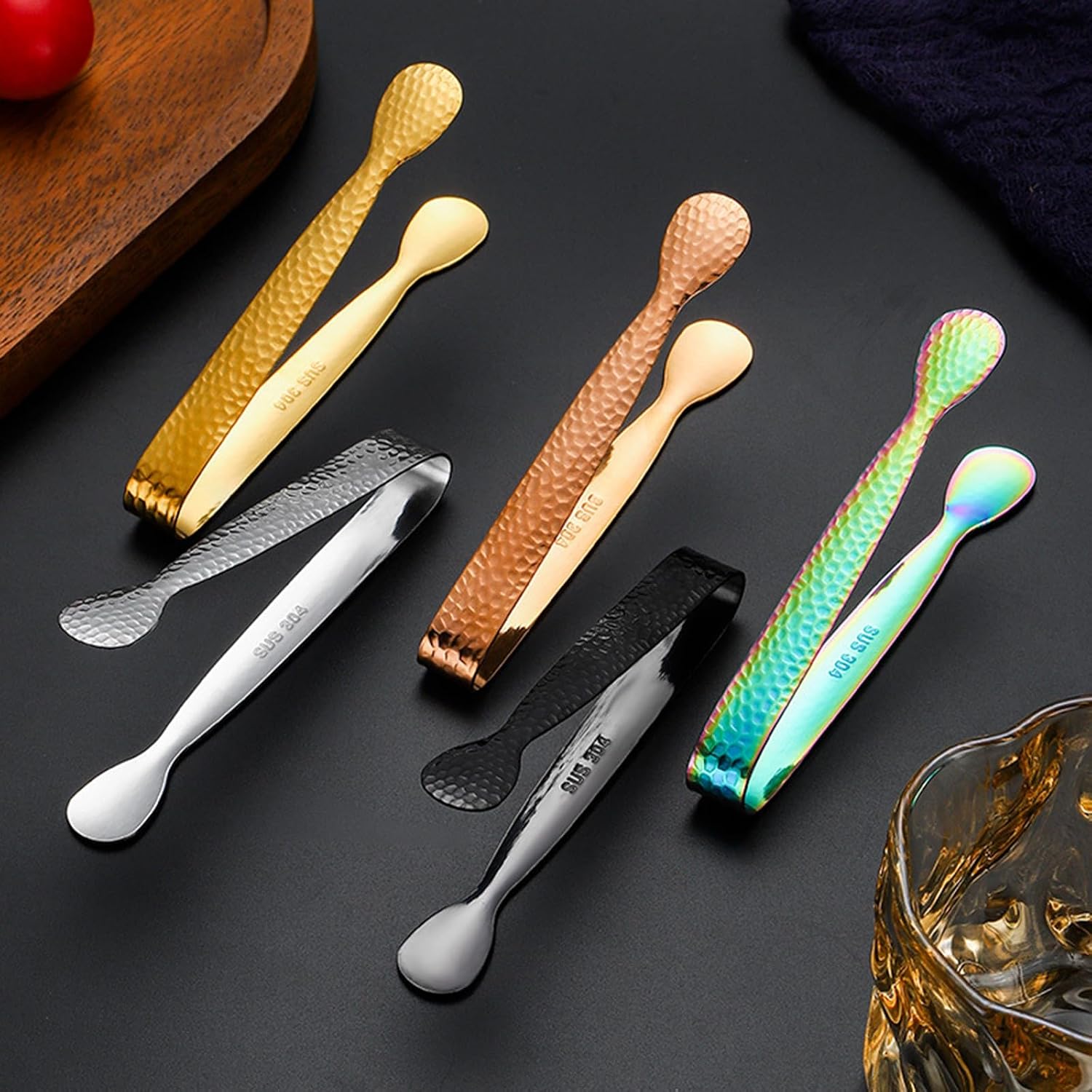 2pcs Stainless Steel Small Serving Tongs Ice for Use in Coffee Equipment Serving Utensils Sugar