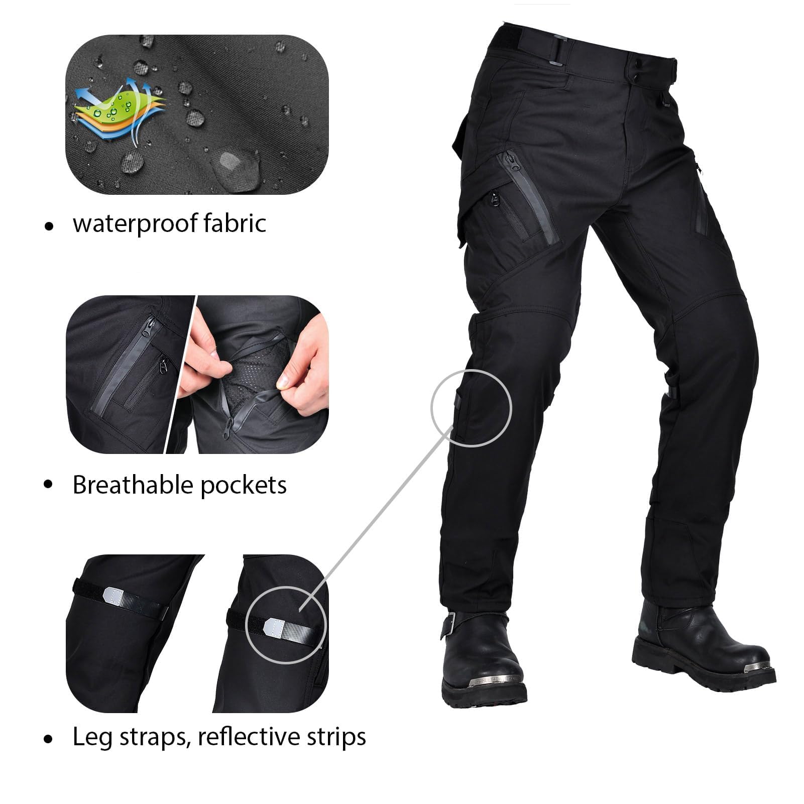 Pantalon Moto Homme Homologué, Pantalon de Moto Imperméable Homme, Cargo VêTements de Protection Moto pour Toutes Les Saisons