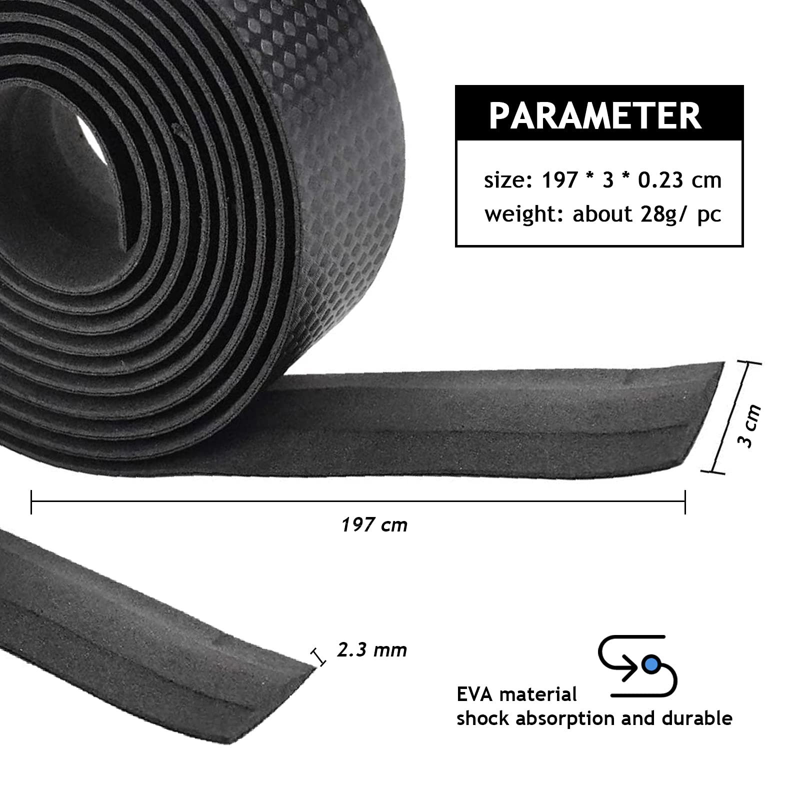 Ruban De Guidon Vélo EVA Noir Antidérapant 3 Mm – Confort & Absorption Des Vibrations 2 Ruban De Guidon Vélo EVA Noir Antidérapant 3 Mm – Confort & Absorption Des Vibrations 2