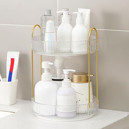 Miniatura 7 de YCIA&DONE Organizador de maquillaje giratorio de 360 grados y almacenamiento para tocador de baño, organizador de perfume cosmético de alta