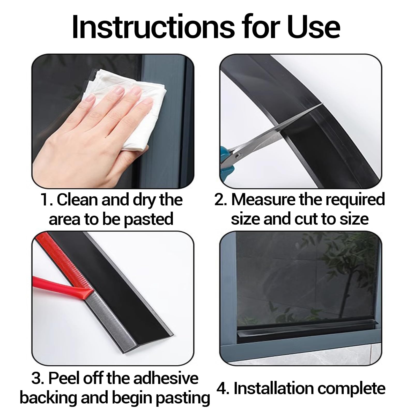 Joint d'étanchéité Autocollant en Caoutchouc pour fenêtre, Bande Isolante Noire pour espaces de 4,5 à 5,5 cm, Longueur de 1 à 5 m, Coupe-Froid pour fenêtres de Maison et de Bureau, permettan