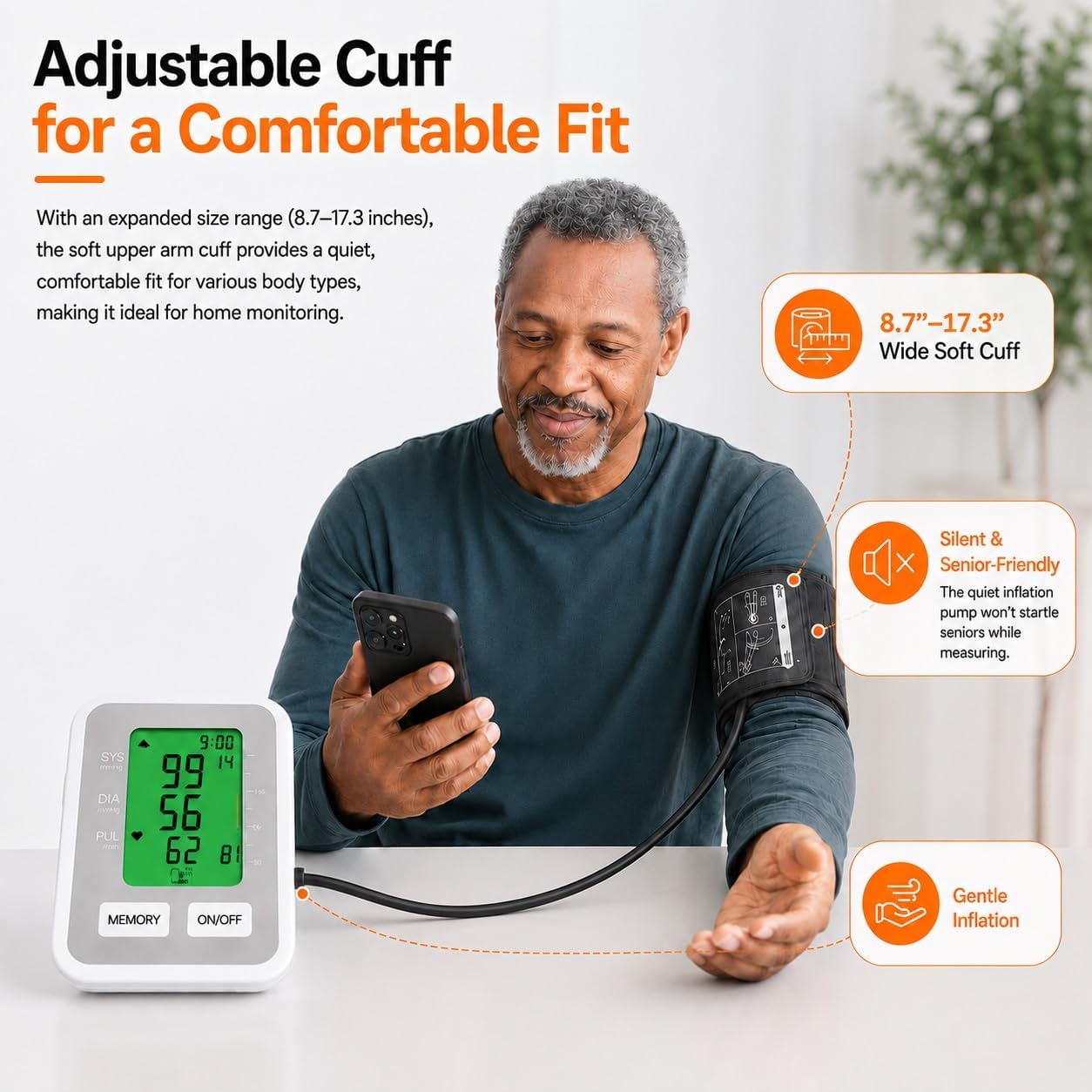 Blood Pressure Monitor for Home Use, Upper Arm Cuff BP Machine, FDA-Cleared