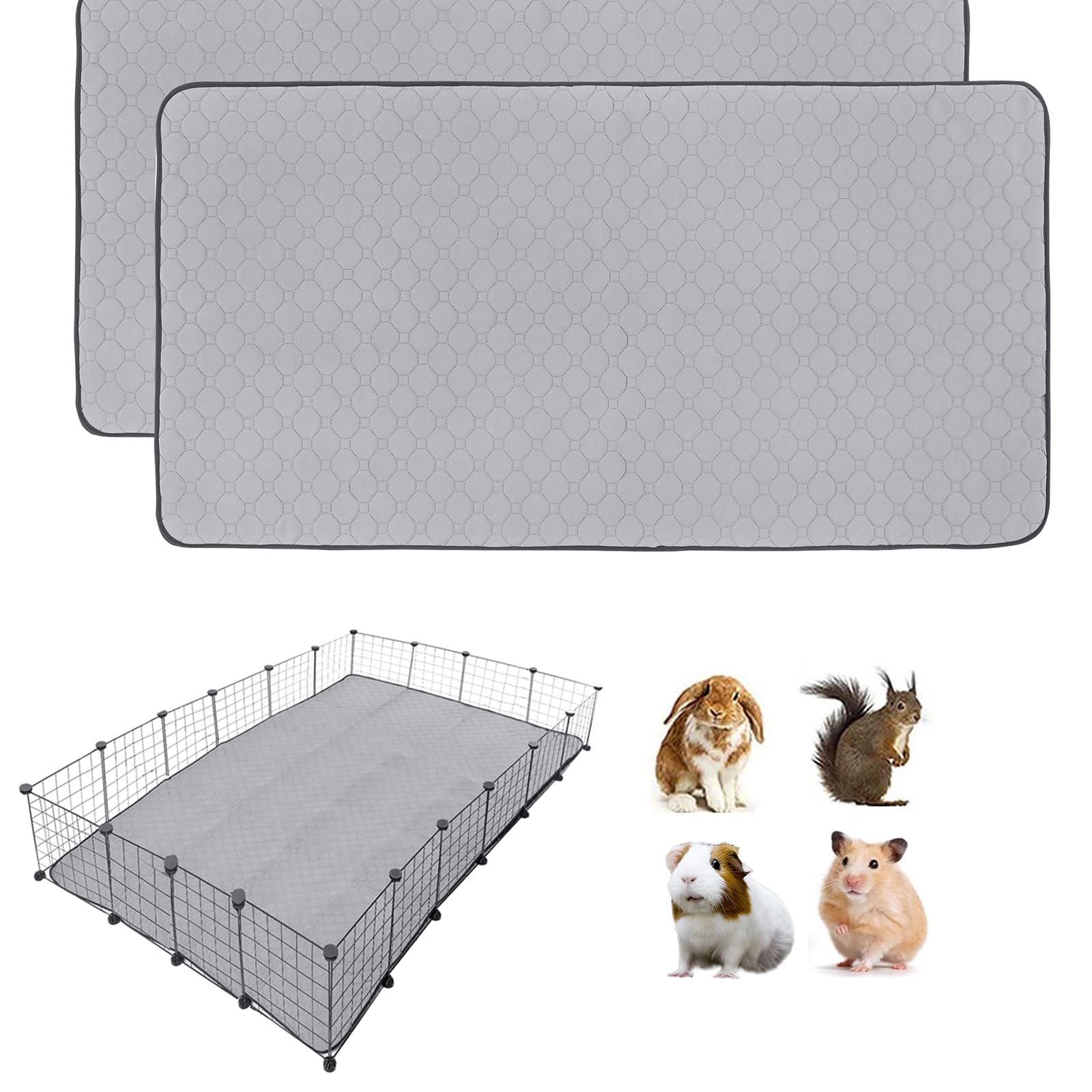 LWYMX 2Pack Guinea Pig Cage Liners, 48''X72'' Washable Guinea Pig Pee Pads, Non Slip Reusable Super Absorbent Guinea Pig Training Mat Bedding Fleece