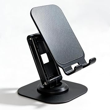 Adjustable Phone Stand for Desk, Portable Desktop Phone Stand Compatible with iPhone 17/16/15/14/13, Samsung Galaxy S24/S23, 411Inch Smartphones, Foldable Cell Phone Holder, Height & Angle Adjustable