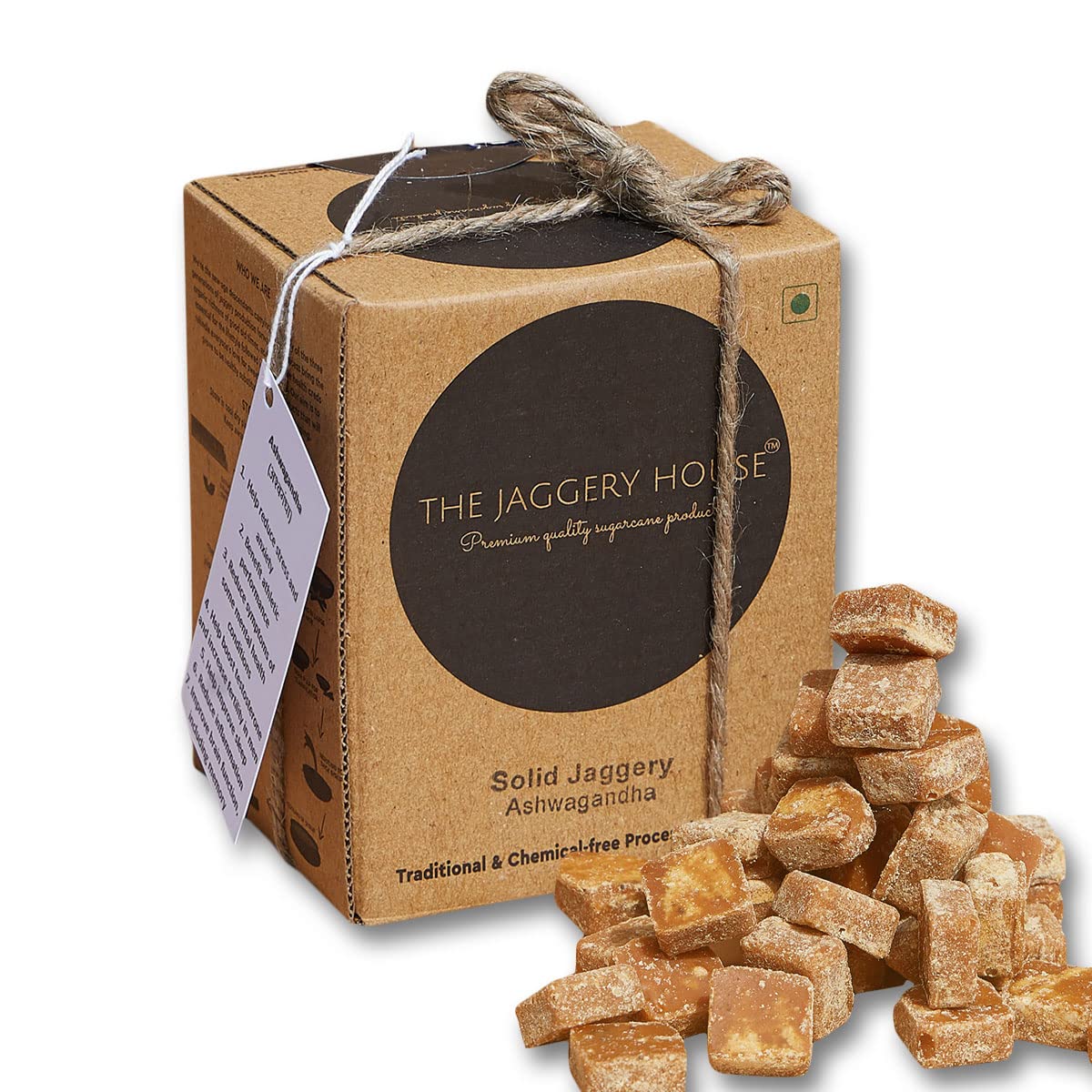 The Jaggery House | Solid jaggery- Ashwagandha | 100% Natural | No Essence | No Preservatives | Handmade | Chemical Free | Jaggery Block | Jaggery Cubes | 450 g