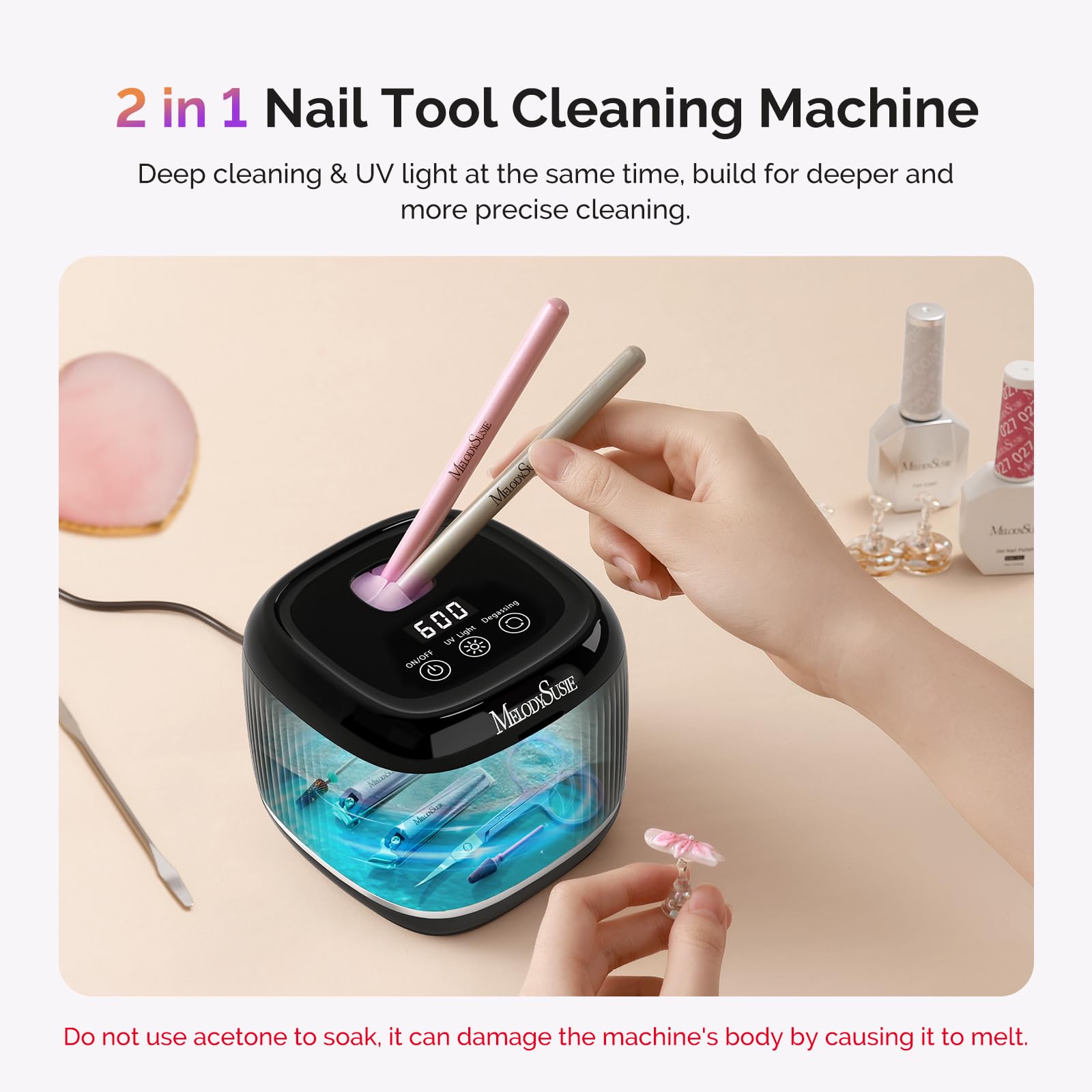 Amazon.com: MelodySusie 2 in 1 Nail Tool Cleaning Machine for Nail