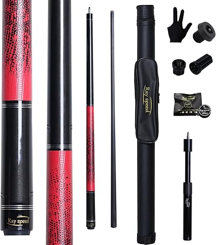 Taco de Billar de Fibra de Carbono 12.5mm Punta Arcoíris Baja Deflexión Taco de Billar con Junta de Pin Uni-loc y Extensión Taco de Billar-20 oz