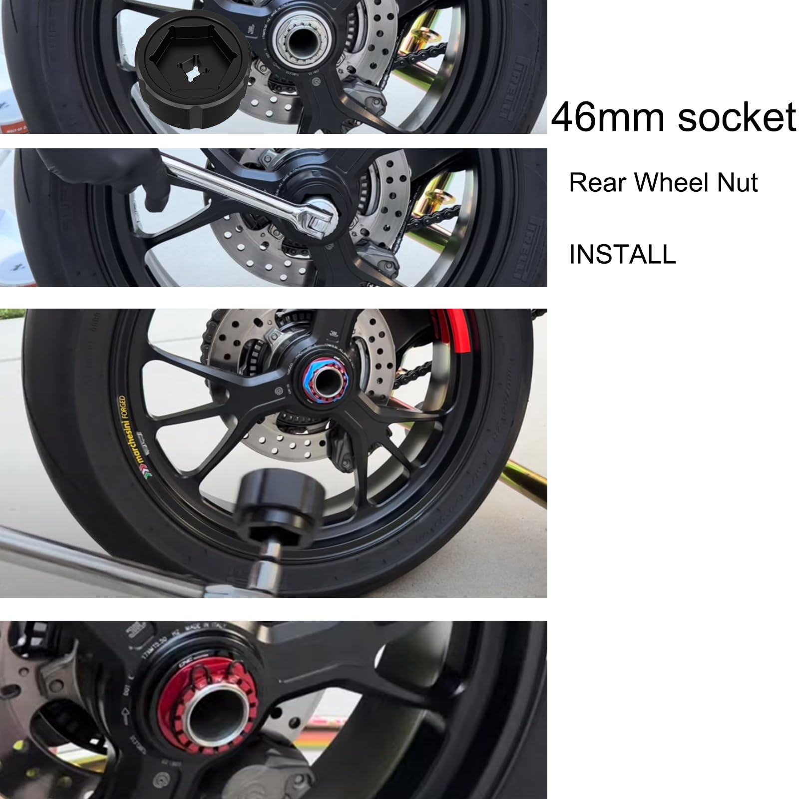 Chiave a bussola 46mm/41mm per ruota Ducati 748 848 916 996 998 Multistrada 1000 1100 Monster S2R S4R S4RS 796 1100 Hypermotard 796 821 939 950 Streetfighter 848